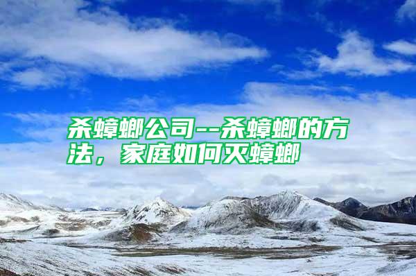 殺蟑螂公司--殺蟑螂的方法，家庭如何滅蟑螂