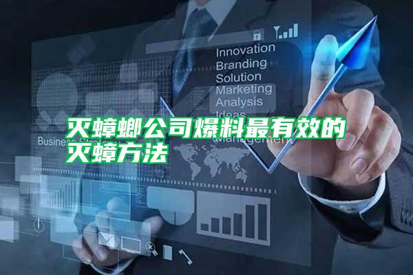 滅蟑螂公司爆料最有效的滅蟑方法
