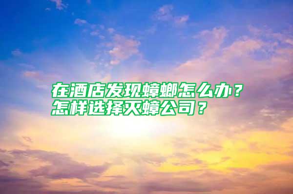 在酒店發現蟑螂怎么辦？怎樣選擇滅蟑公司？